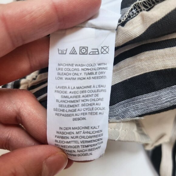 Madewell Linen Blend Grey Black Evelyn Stripes Pull On Shorts Women's S - Picture 8 of 9